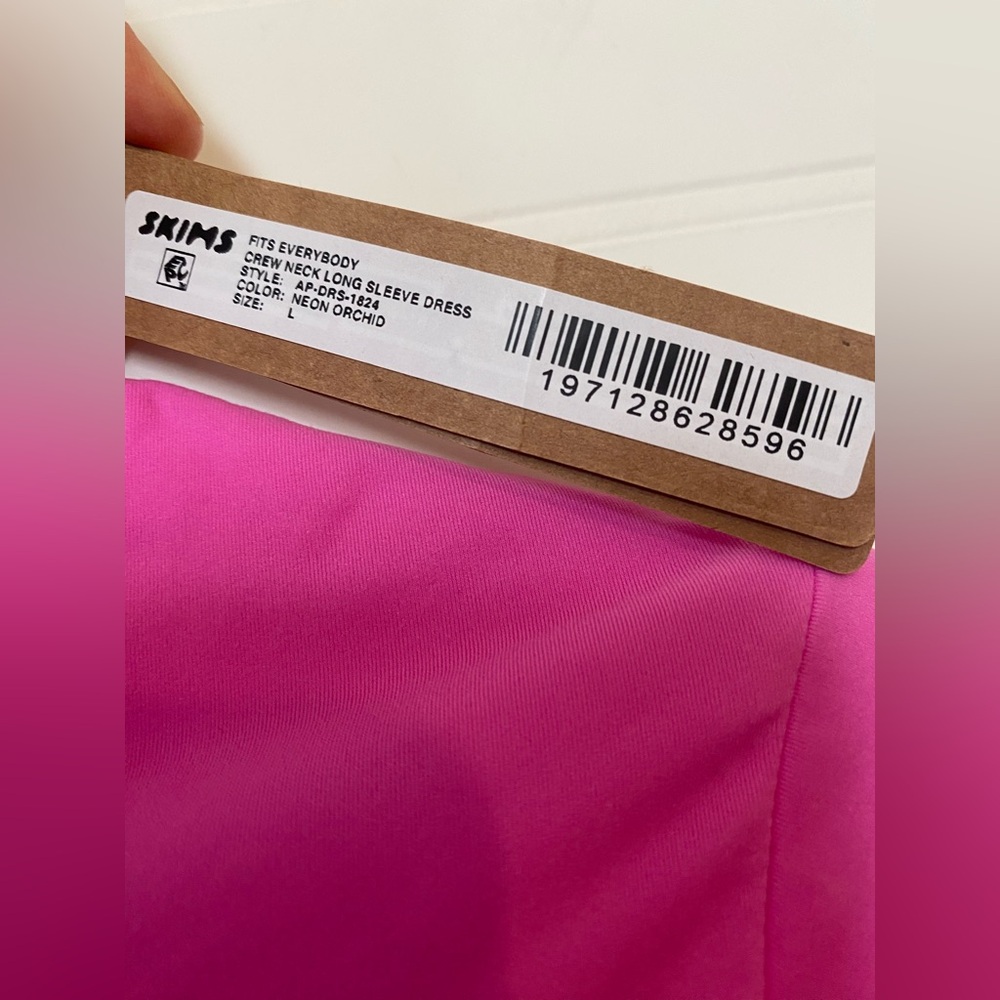 SKIMS Vibrant Pink Long Sleeve Dress - Picture 2 of 7